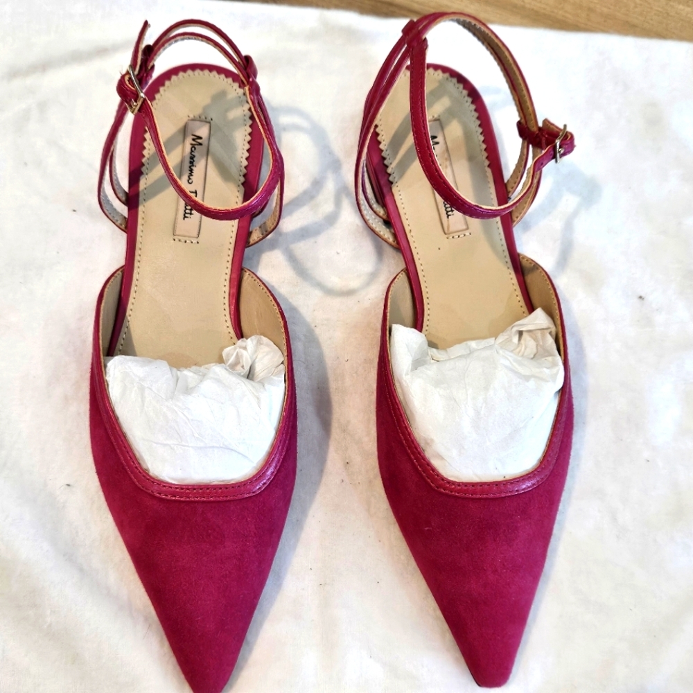 New Massimo Dutti Hot Pink Suede Flats size 35 EU